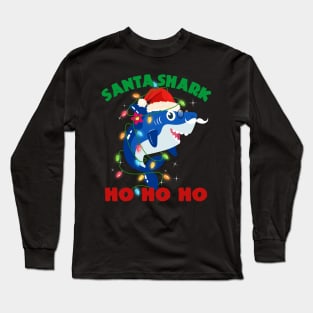 Santa Shark Ho Ho Ho Christmas Long Sleeve T-Shirt